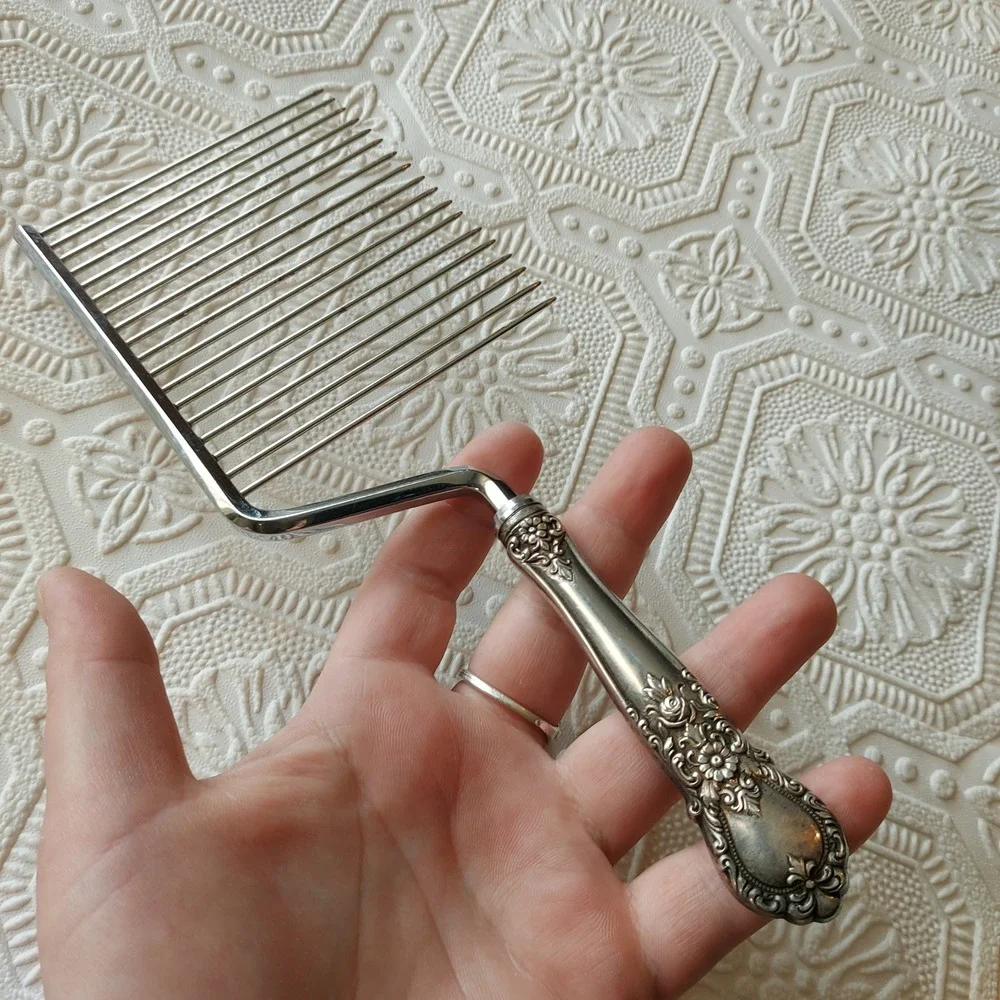 Vintage WEB Sterling Silver Handle Angel Food Cake Breaker Floral Repousse 10x4